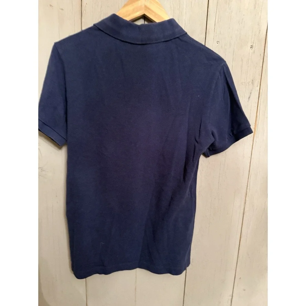 BURBERRY BRIT Short Sleeve COTTON Knit Polo Shirt Sz-S Men's Navy Blue‎ LOGO